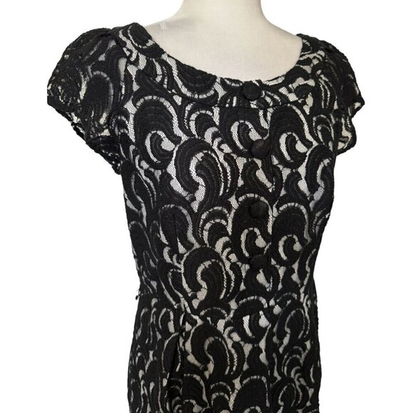Kay Unger FORMAL Black Lace Sheath Dress Fully Lined Elegant Women's Sz 8 - Picture 5 of 9